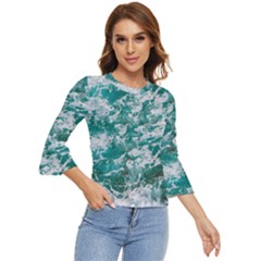 Blue Ocean Waves 2 Bell Sleeve Top