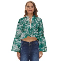 Blue Ocean Waves 2 Boho Long Bell Sleeve Top by Jack14