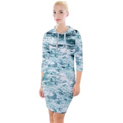 Ocean Wave Quarter Sleeve Hood Bodycon Dress by Jack14