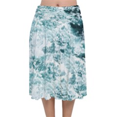 Ocean Wave Velvet Flared Midi Skirt by Jack14