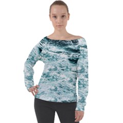 Ocean Wave Off Shoulder Long Sleeve Velour Top by Jack14