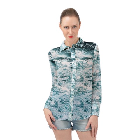 Ocean Wave Long Sleeve Chiffon Shirt by Jack14