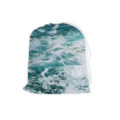 Blue Crashing Ocean Wave Drawstring Pouch (large) by Jack14