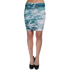 Blue Crashing Ocean Wave Bodycon Skirt