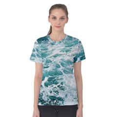 Blue Crashing Ocean Wave Women s Cotton T-shirt