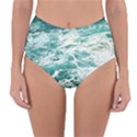 Blue Crashing Ocean Wave Reversible High-Waist Bikini Bottoms View3