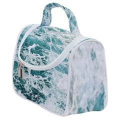 Blue Crashing Ocean Wave Satchel Handbag by Jack14