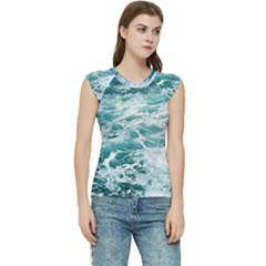 Blue Crashing Ocean Wave Women s Raglan Cap Sleeve T-Shirt