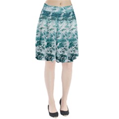 Blue Crashing Ocean Wave Pleated Skirt by Jack14