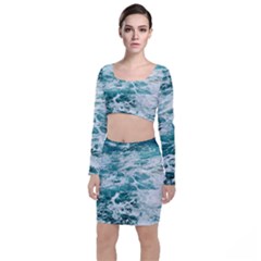 Blue Crashing Ocean Wave Top And Skirt Sets