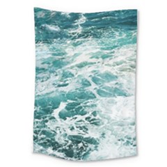 Blue Crashing Ocean Wave Large Tapestry