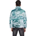 Blue Crashing Ocean Wave Men s Puffer Bubble Jacket Coat View4