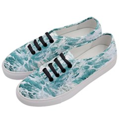 Blue Crashing Ocean Wave Women s Classic Low Top Sneakers