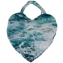 Blue Crashing Ocean Wave Giant Heart Shaped Tote