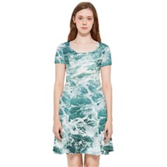 Blue Crashing Ocean Wave Inside Out Cap Sleeve Dress