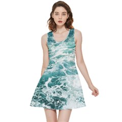 Blue Crashing Ocean Wave Inside Out Reversible Sleeveless Dress