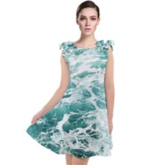 Blue Crashing Ocean Wave Tie Up Tunic Dress
