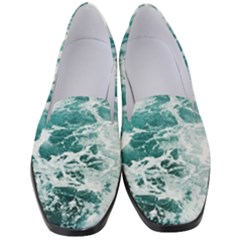 Blue Crashing Ocean Wave Women s Classic Loafer Heels