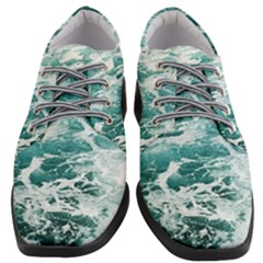 Blue Crashing Ocean Wave Women Heeled Oxford Shoes