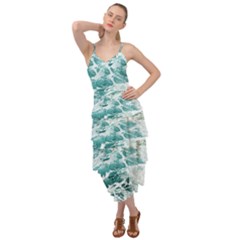 Blue Crashing Ocean Wave Layered Bottom Dress