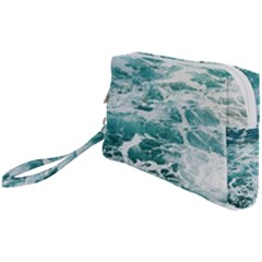 Blue Crashing Ocean Wave Wristlet Pouch Bag (Small)
