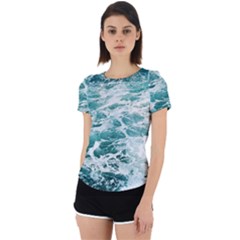 Blue Crashing Ocean Wave Back Cut Out Sport T-shirt by Jack14