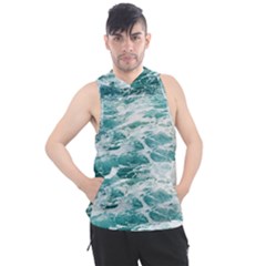 Blue Crashing Ocean Wave Men s Sleeveless Hoodie