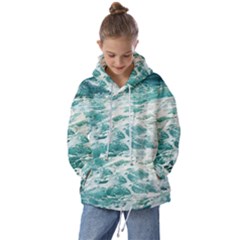 Blue Crashing Ocean Wave Kids  Oversized Hoodie