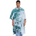 Blue Crashing Ocean Wave Men s Hooded Rain Ponchos View1