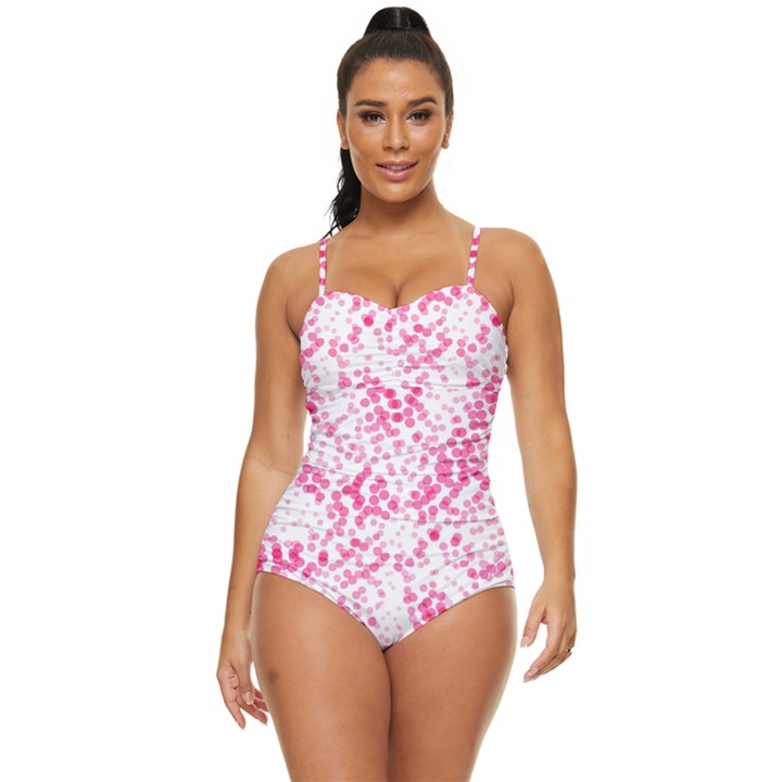 Pink Dots with love Retro Full Coverage Swimsuit