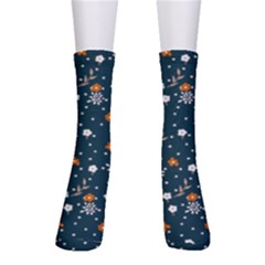 Pattern Seamless Floral Leaf Crew Socks by flowerland