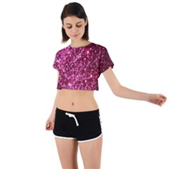 Pink Glitter Tie Back Short Sleeve Crop T-shirt by Amaryn4rt