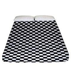 Black And White Checkerboard Background Board Checker Fitted Sheet (king Size) by Amaryn4rt