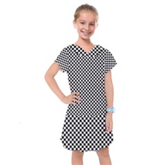 Black And White Checkerboard Background Board Checker Kids  Drop Waist Dress by Amaryn4rt