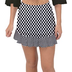 Black And White Checkerboard Background Board Checker Fishtail Mini Chiffon Skirt by Amaryn4rt