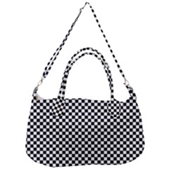 Black And White Checkerboard Background Board Checker Removable Strap Handbag by Amaryn4rt