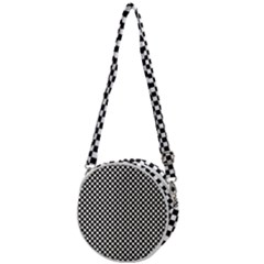 Black And White Checkerboard Background Board Checker Crossbody Circle Bag by Amaryn4rt