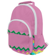 Easter Chevron Pattern Stripes Rounded Multi Pocket Backpack by Amaryn4rt