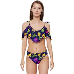 Space Patterns Ruffle Edge Tie Up Bikini Set	 by Amaryn4rt