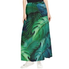 Tropical Green Leaves Background Maxi Chiffon Skirt by Amaryn4rt