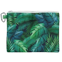 Tropical Green Leaves Background Canvas Cosmetic Bag (xxl) by Amaryn4rt