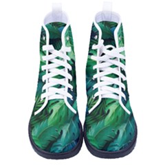 Tropical Green Leaves Background Women s High-top Canvas Sneakers by Amaryn4rt