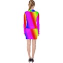 Multi-color-rainbow-background V-neck Bodycon Long Sleeve Dress View2