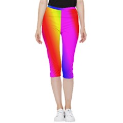 Multi-color-rainbow-background Inside Out Lightweight Velour Capri Leggings  by Amaryn4rt