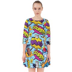 Comic Elements Colorful Seamless Pattern Smock Dress by Amaryn4rt