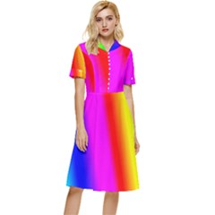 Multi-color-rainbow-background Button Top Knee Length Dress by Amaryn4rt