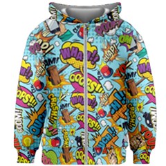 Comic Elements Colorful Seamless Pattern Kids  Zipper Hoodie Without Drawstring by Amaryn4rt