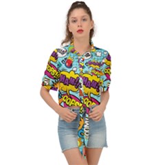 Comic Elements Colorful Seamless Pattern Tie Front Shirt  by Amaryn4rt