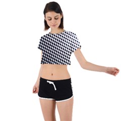 Background-wallpaper-texture-lines Dot Dots Black White Tie Back Short Sleeve Crop T-shirt by Amaryn4rt