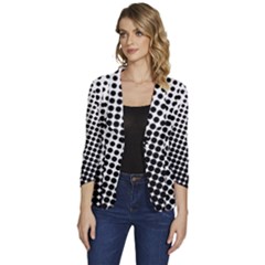 Background-wallpaper-texture-lines Dot Dots Black White Women s One-button 3/4 Sleeve Short Jacket by Amaryn4rt